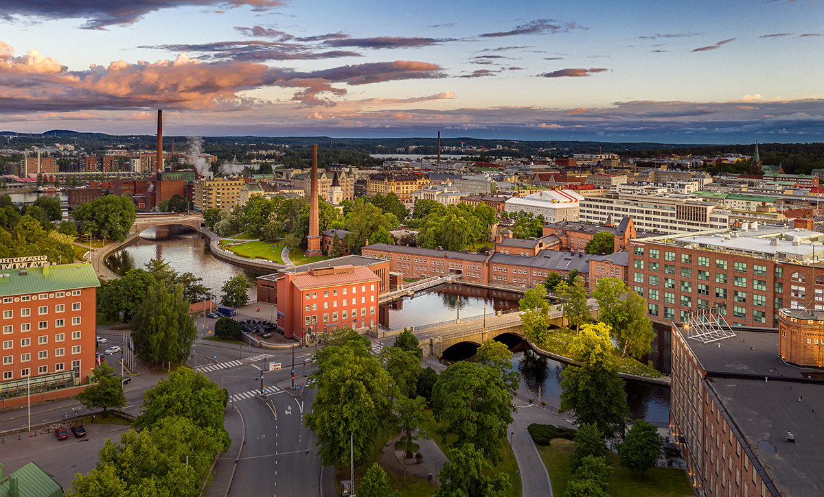 Ilmakuva Tampereen ydinkeskustasta.